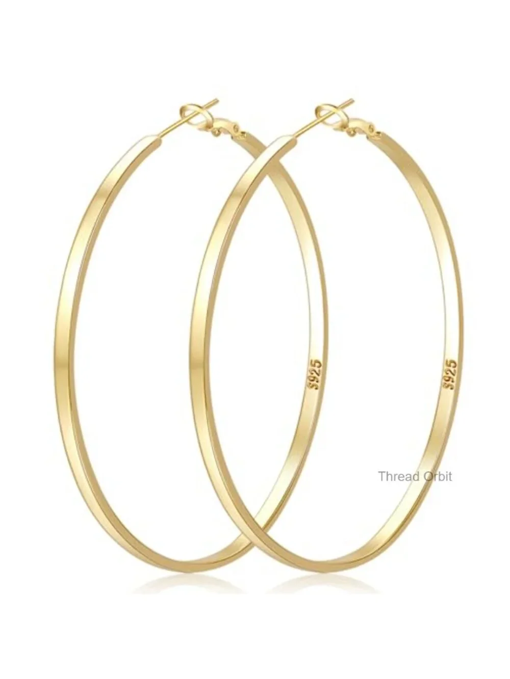 Sterling Silver Large Hoop Earrings Hypoallergenic Lightweight Thin Hoops